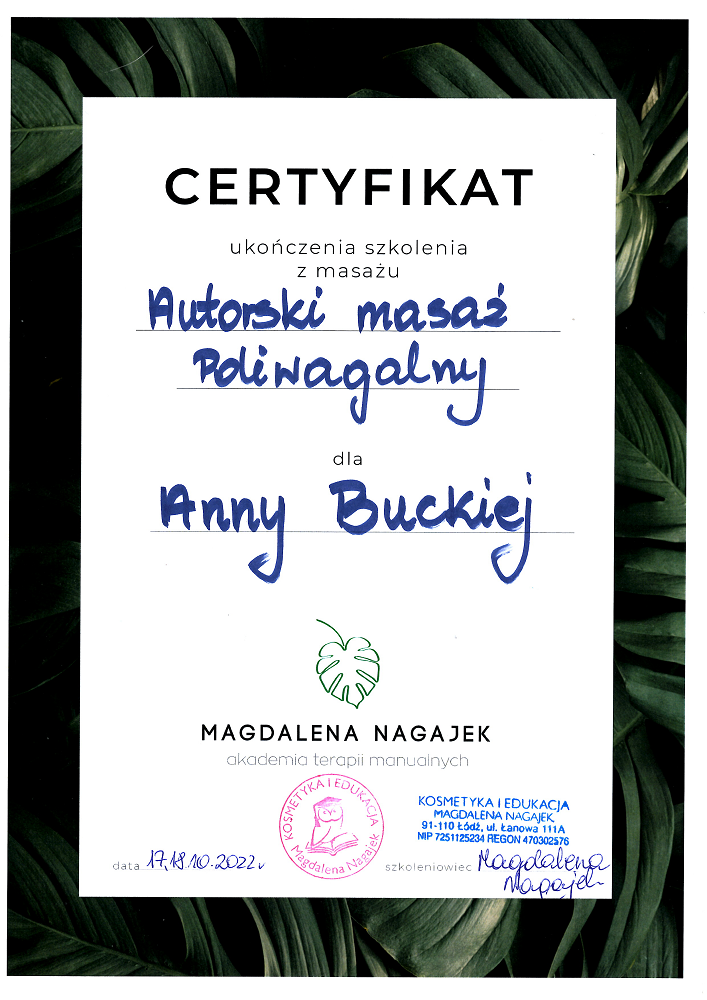 certyfikat masaż poliwagalny